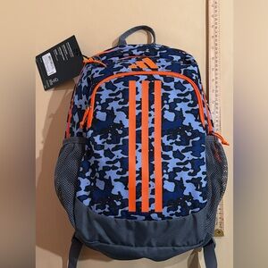 Adidas young BTS Creator Backpack. Blue camo w orange details. NEW!!